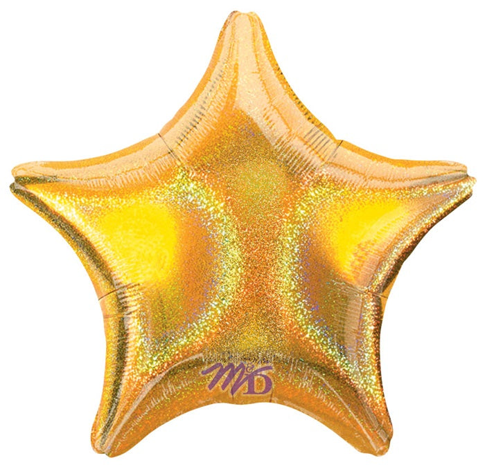 19 inch Gold Star Dazzler Holographic Foil Balloon