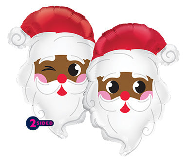 22in Dark Skin Santa Head Special Shape Foil Balloon (Pkg)